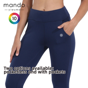 Leggings chauds doublés de <span class=keywords><strong>polaire</strong></span> d'hiver Polyester épais avec poches pour femmes Sports de plein air Jogging Leggings respirants - Product Image 4
