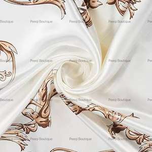 Peeqi复古简约仿真丝缎面围巾和牛奶丝9点裤休闲街装2件套女 - Product Image 3