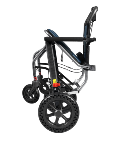 Silla de ruedas de transporte súper ligera, fácil de viajar, frenos de mano con bloqueo, silla de ruedas portátil plegable para adultos o niños - Product Image 5