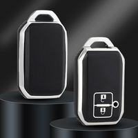 Housse de clé de voiture légère en TPU avec bordure argentée à 2 boutons pour Suzuki Jimny SX4 Swift Alto Business Premium Accessoires de voiture