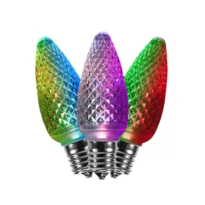 RGB C9多色快速变色发光二极管圣诞灯泡，带E17镍底座，用于节日装饰