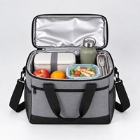 Sac isotherme personnalisé avec logo, en polyester réutilisable avec fermeture éclair et poche avant, réutilisable pour le travail quotidien, les voyages et les pique-niques