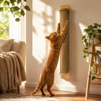 Griffoir mural moderne/classique en bois massif et sisal naturel pour chats d'intérieur, protection des meubles, 80 cm, carton