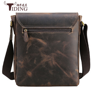 Bolso Bandolera de Cuero Genuino para Hombre Tiding, Color Marrón Oscuro, Piel de Vaca de Primera Capa, Bolso de Hombro Casual para Uso Diario - Product Image 1