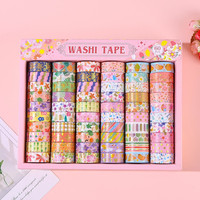 Lot de 60 rouleaux de ruban adhésif doré et de ruban washi avec motifs floraux mignons, idéal pour le journaling et les loisirs créatifs
