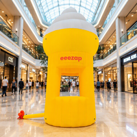 Stand de crème glacée gonflable jaune personnalisé, tente de stand alimentaire portable en Oxford pour exposition, publicité de marque et événements en plein air