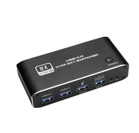 Commutateur KVM Hardrock 8K 2-en-1 avec USB 3.0, prend en charge 8K à 60Hz et 4K à 120Hz, inclut des touches de raccourci, FCC CE
