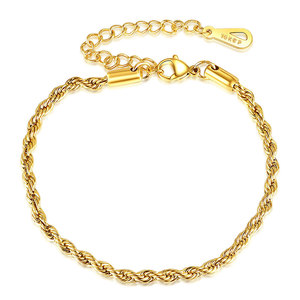 Pulsera de Cadena Trenzada de Acero Inoxidable 304 de 3 mm, Dorada, Ajustable, Unisex - Product Image 5