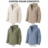 Vente en gros de sweats à capuche et pulls légers personnalisés pour hommes, en coton et lin, avec boutons, style décontracté