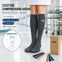 Chaussettes de compression longues à soutien de la voûte plantaire, directement de l'usine, pour infirmières et sportifs, emballage personnalisé de marque athlétique