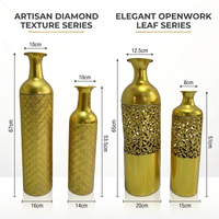 Juego de Jarrones Grandes de Hierro Dorado Estilo Europeo Retro, Hechos a Mano, con Textura de Diamante, Ecológicos, Resistentes al Óxido, para Arreglos Florales