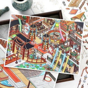 4 autocollants par paquet, Offre spéciale <span class=keywords><strong>du</strong></span> jour, Série trente-quatrième, Autocollants de paysages miniatures, Jouets de puzzle anti-stress pour manuels - Product Image 3