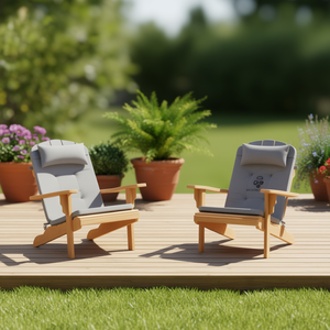 Coussins pour chaise Adirondack, 2 pièces, gris, en tissu Oxford, avec rembourrage en mousse, pour usage extérieur - Product Image 2