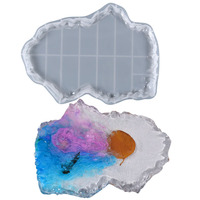 Grand plateau de géode irrégulière 303x223x20mm moules en silicone résine époxy pour bricolage résine artisanat cristal décoration plaque outils de gâteau