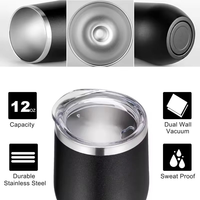 Logo Kustom 12oz Bebas BPA Lapisan Powder Coating Dinding Ganda Stainless Steel Vacuum Insulated Wine Tumblers Cangkir Hadiah Bisnis Stok Tersedia
