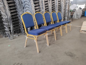 Venta al por mayor apilable Metal Drame tela Hotel muebles tapizados banquete boda evento sillas - Product Image 2