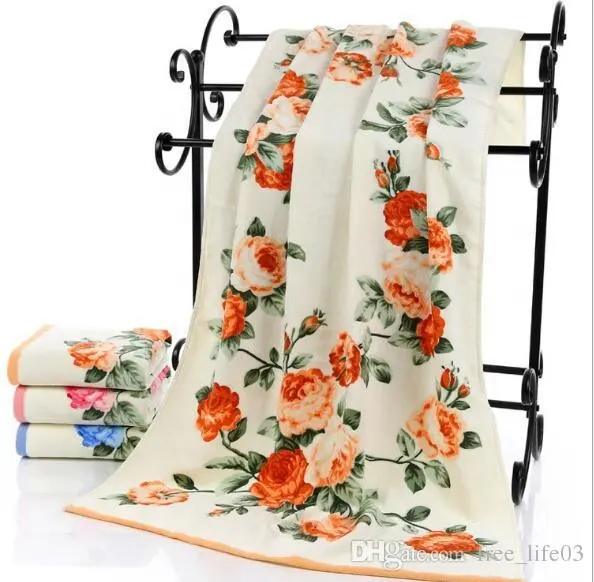 70*140cm Floral Pattern Cotton Bath Towels for Adults,Beach Terry Bath Towels Bathroom,Flower Bath Towel