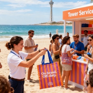 Cao rung cảm sọc ven biển Vải Tote sandbar sun-an toàn yếu tố cần thiết lễ hội bãi biển goodie túi sọc mô hình bông Tote Túi - Product Image 5