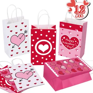 Bolsas de regalo de San Valentín para niños, bolsas de papel para el Día de San Valentín, suministros de fiesta de amor