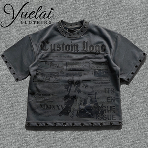 Servicio OEM, Camiseta Corta Casual Vintage de Algodón 100% de Alta Calidad con Estampado <span class=keywords><strong>DGT</strong></span>, Estilo Urbano, Talla Grande para Hombre - Product Image 1