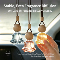 Diffuseur de parfum en verre pour voiture, pendentif avec capuchon en bois, parfum longue durée, élimination des odeurs, aromathérapie de voyage, décoration
