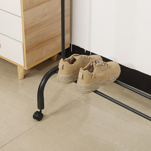 Porte-vêtements sur pied à barre unique, mobile, gain de place, noir et blanc, pour chambre, dortoir, balcon, usage intérieur - Product Image 2