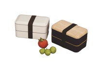 Nouvelle arrivée, mini boîte à lunch en plastique écologique, étanche, compatible lave-vaisselle, avec couvercle en bambou, récipient alimentaire avec bande élastique