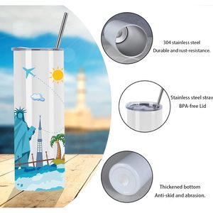 25 Pack 20 oz Matte Stainless Steel Tumblers Double Wall Skinny Straight Sublimation Blanks with <b>Bulk</b> Lids - Product Image 4