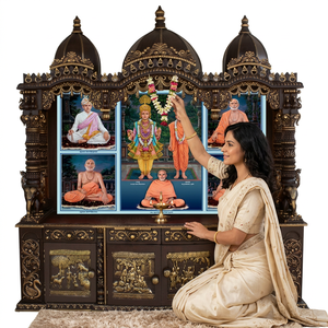 Custom Traditional Heavy Carved Temple with Triple Domes Buy Hande Made Temple Closet Large Size Wooden <b>Mandir</b> Brown Australia - Product Image 1