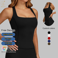 Tank Top Yoga Spandex Lembut Berkualitas Tinggi Model Racerback, Bra Yoga Ketat, Rompi Olahraga Wanita Model Halter Neck