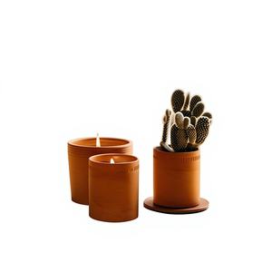 Vases à bougies en argile, pots à bougies en terre cuite durables, faits à la main, imprimés par gravure, supports décoratifs de Noël pour usage intérieur/extérieur - Product Image 1