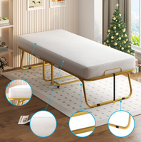 Lit pliant réglable avec matelas en mousse de 4 pouces 75 x 31 pouces Lit pliant avec cadre en acier robuste Lit d'appoint pliable pour adultes