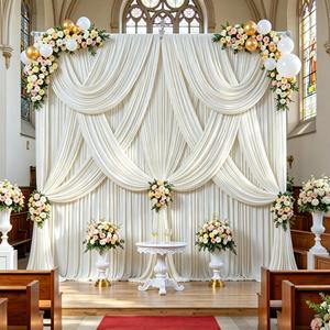 Rideaux de fond de scène extensibles en soie de lait élégante, sans plis, sur mesure, pour <span class=keywords><strong>mariage</strong></span>, événements extérieurs et décorations d'anniversaire - Vente en gros - Product Image 2