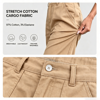 Pantalon cargo taille haute pour femme, coupe large, décontracté et confortable, sept poches, extensible et doux, style décontracté