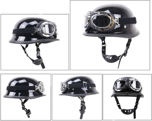 Duitse stijl motorfiets halfhelm open gezicht heren dames voor volwassenen, nieuwigheid halfhelm Cruiser Scooter Chopper S-XXL - Product Image 4