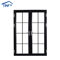 Puertas Francesas de Entrada de Aleación de Aluminio con Revestimiento de Madera, Estilo Abatible, con Malla de Fibra de Vidrio para Villas