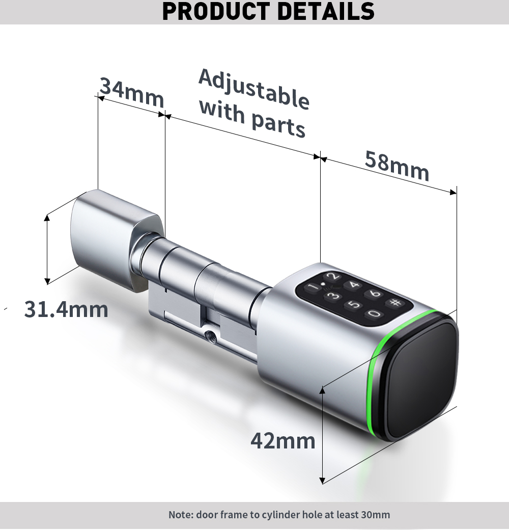 SMARTEK S1K Passcode RFID IC Card KEY TTLOCK APP BLE Door Smart Cylinder Lock For Replacing Old Mechanical Cylinder