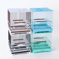 Cage à oiseaux carrée moderne de luxe en plastique, portable, avec tiroirs inférieurs en maille, conception anti-évasion, sans fermeture, pour canaris et petits oiseaux