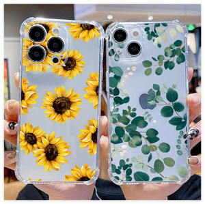 Funda Transparente Floral a Prueba de Golpes para iPhone 17 Air 16 15 14 13 12 SE 2 11 Pro Max X XS XR 8 <span class=keywords><strong>7</strong></span> 6 6S Plus, Carcasa Suave de TPU - Product Image 1