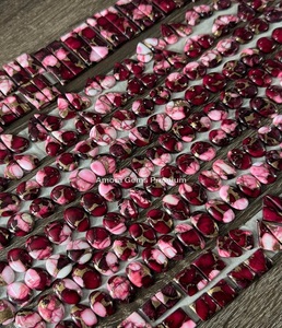 Pares de ladrillo compuesto de Dalia rosa al por mayor concha de ostra espinosa y piedras preciosas de bronce cabujones sueltos a juego para la fabricación de joyas - Product Image 1