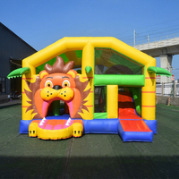 Structure gonflable Lion - Centre de jeux pour enfants avec toboggan et mur d'escalade, château gonflable extérieur pour fêtes d'anniversaire à louer
