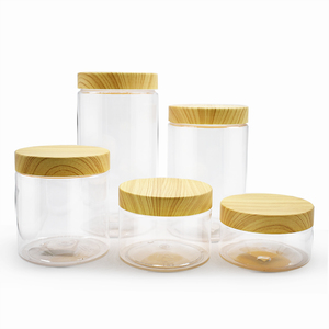 Cosmetic Plastic Jars Cosmeticplastic Plastic Jar With Lid 15ml 30ml 80ml 100ml 120ml Cosmetic PET Hemp Cream And Food Container Empty Wood Grain 4oz 8oz 16oz Plastic Jars With Lids
