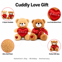 Nouvel Ours en Peluche de 40 cm avec Cœur, Jouets en Peluche Doux et Mignons Personnalisés pour la Saint-Valentin