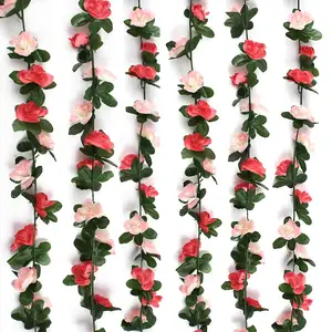 45头8.2英尺红花花环玫瑰花横幅人造美学花婚礼拱门派对花园工艺
