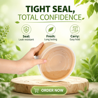 Venta Directa de Fábrica, Tazones de Papel Kraft Desechables Resistentes al Aceite, Guangdong, 400-1200 Tazones para Llevar, Impresión Personalizada Gratuita