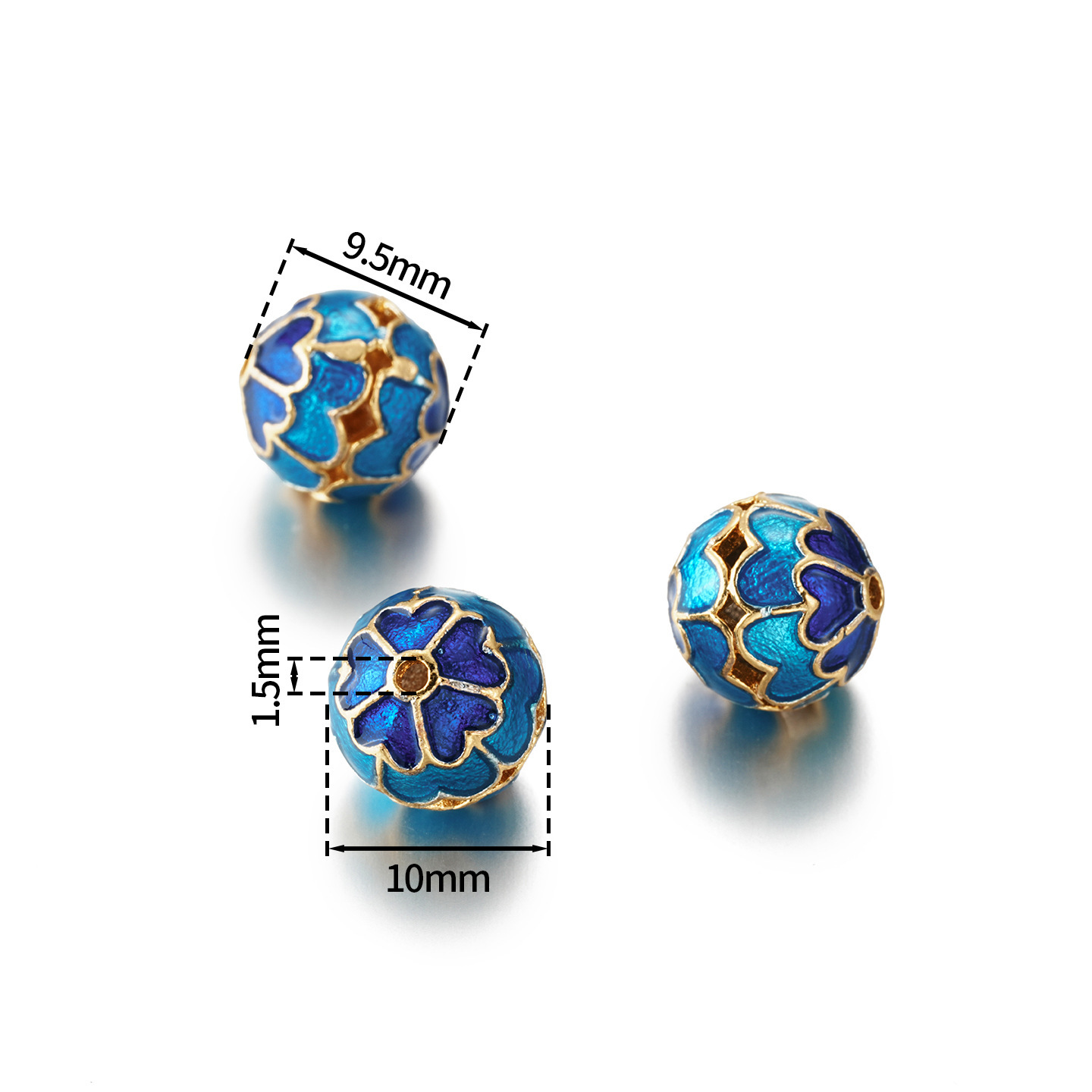 10 Heart-shaped Four-Leaf Clover Beads