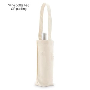 Sac fourre-tout en coton écologique avec longue poignée en ruban, bandoulière, sac à vin durable pour transporter des bouteilles de vin - Product Image 1