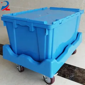 Good feedback foldable plastic crate with wheels plastic moving crates