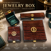 Boîte à bijoux personnalisée avec logo en feuille d'or, boîte de luxe en papier imitation bois avec fermoir à verrouillage métallique