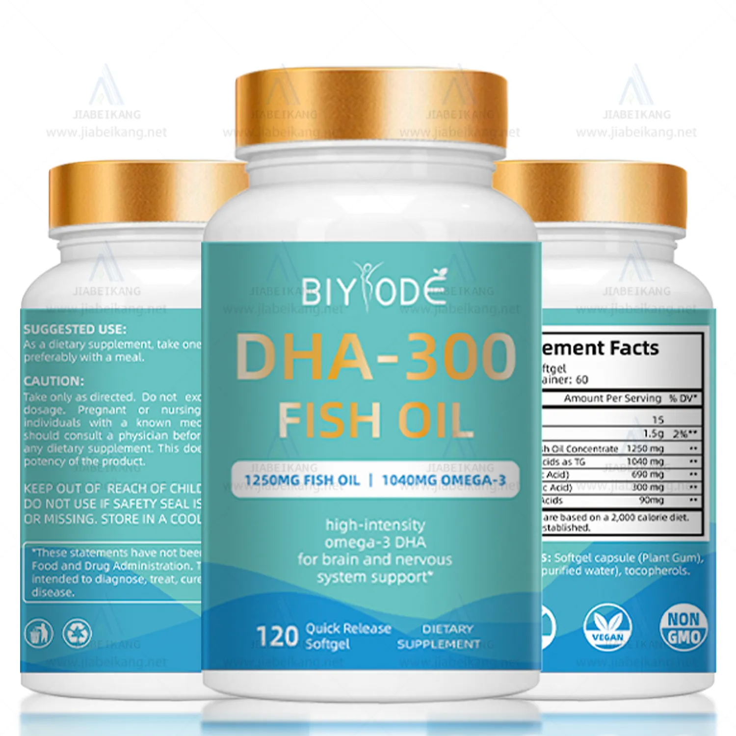 BIYODE Gesundheitssupplement Fischöl Weichgel Omega 3 DHA weiche Kapseln zur Unterstützung des Immunsystems